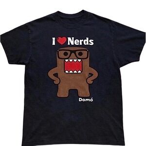 Gildan Domo Kun T-Shirt Unisex Small Black Excellent I Heart Nerds Graphic Tee